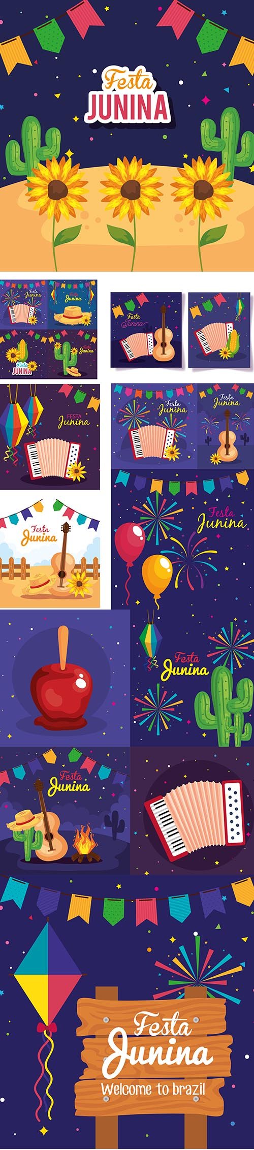 Festa Junina Cards and Background