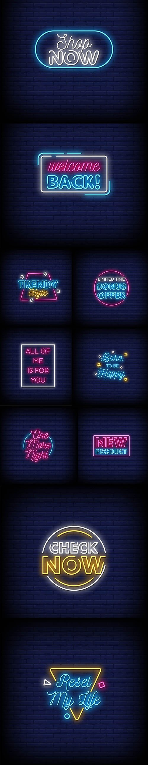 Neon Signs Style Text Collection