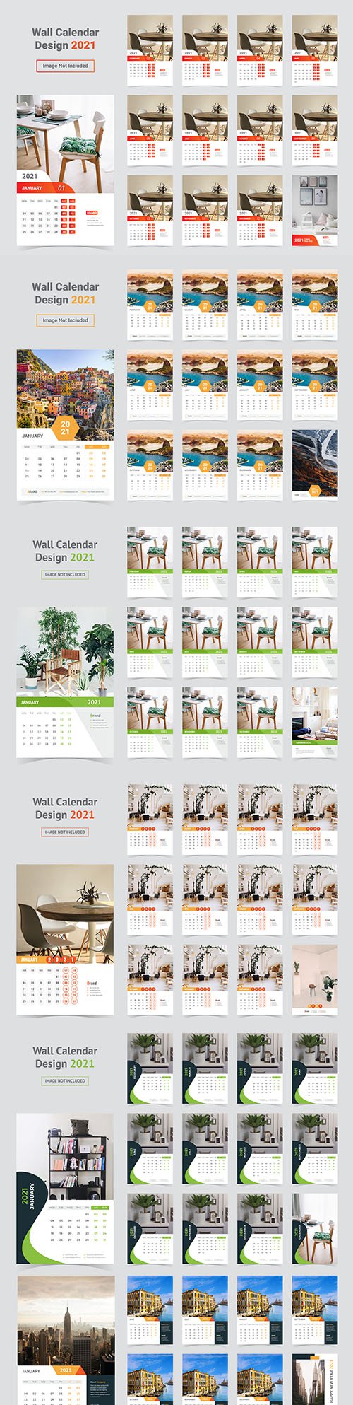 Wall calendar design for 2021 with photo