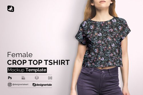 CreativeMarket - Female Crop Top Tshirt Mockup - 4579900