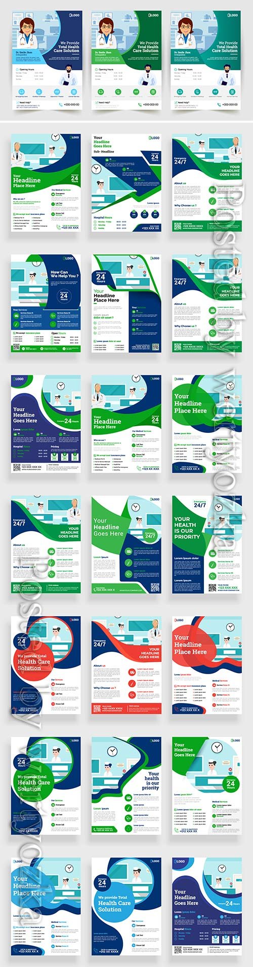 Medical flyer vector poster design layout background