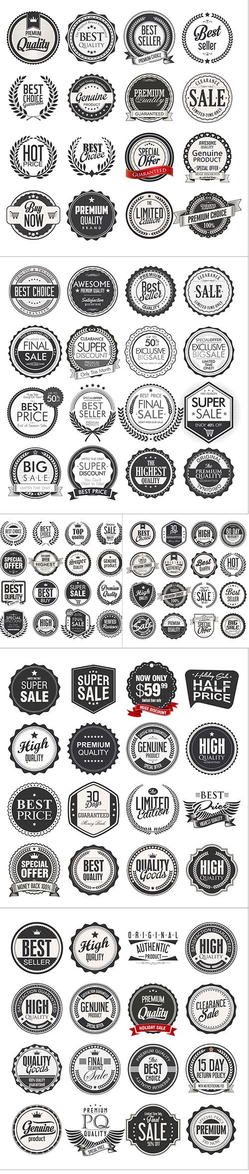 Retro Vintage Sale Badges Labels Collection