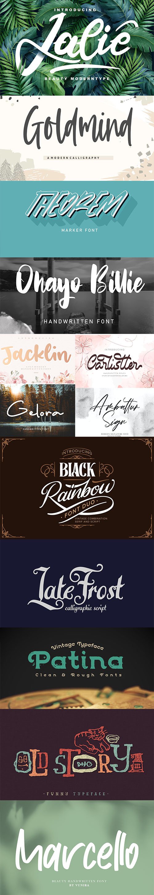 Collection of 13 Creative Fresh Fonts