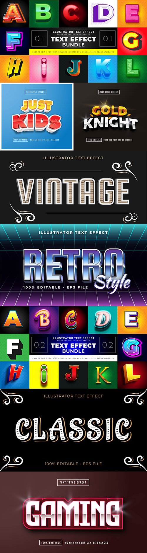 Editable font effect text collection illustration design 142