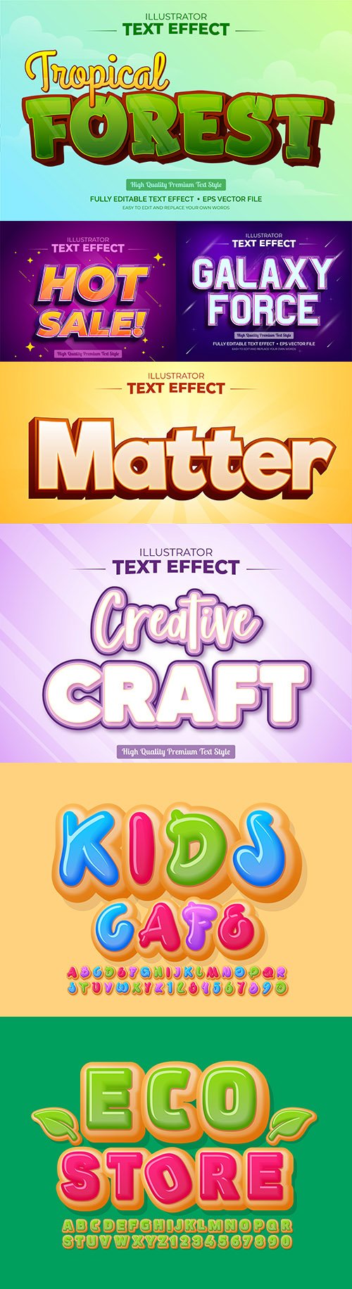 Editable font effect text collection illustration design 143