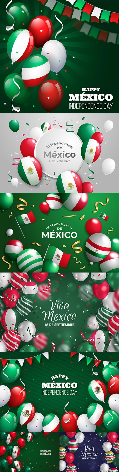 Mexican Independence Day realistic background with balloons