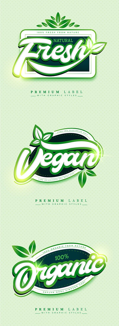 Sticker label fresh and organic food premium design