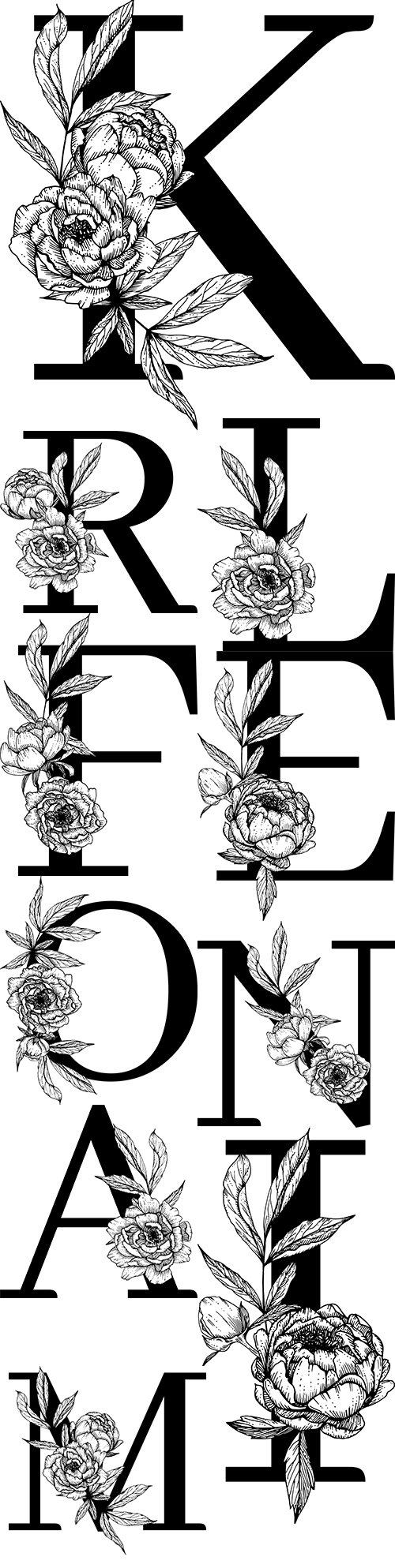 Capital letter floral decorative botanical alphabet