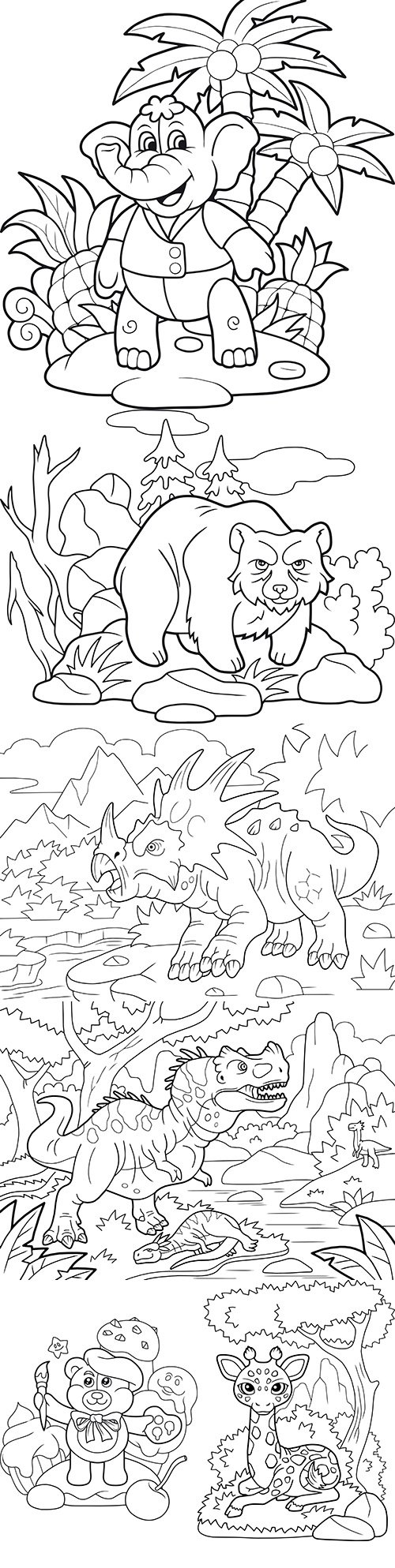 Cute Animals and Nature Illustrations for Coloring Book