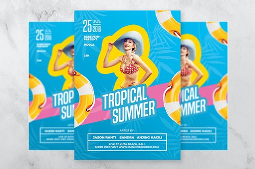 Tropical Summer DJ Party Flyer Template
