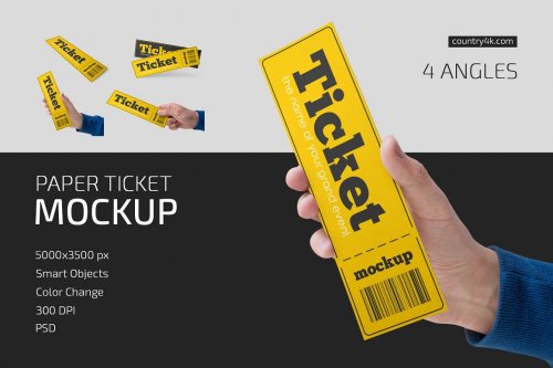 CreativeMarket - Paper Ticket Mockup Set - 5232782
