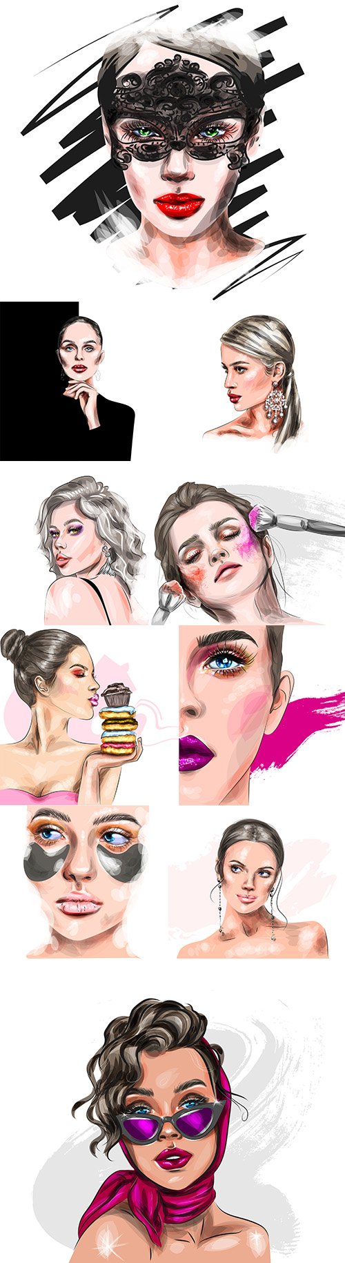 Beautiful girl with beautiful makeup vector illustration