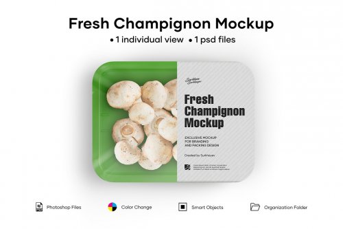 CreativeMarket - Plastic Tray With Champignon Mockup - 5242199