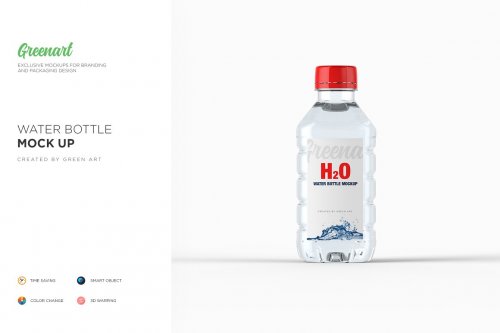 CreativeMarket - Plastic PET Bottle w Water Mockup - 2738359