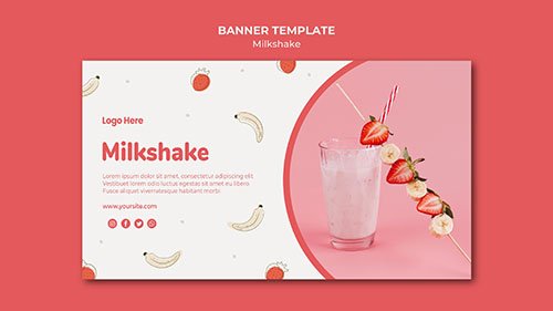Horizontal Banner Strawberry Milkshake
