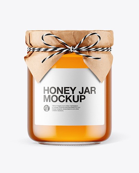 Glass Honey Jar with Paper Cap Mockup - 65486