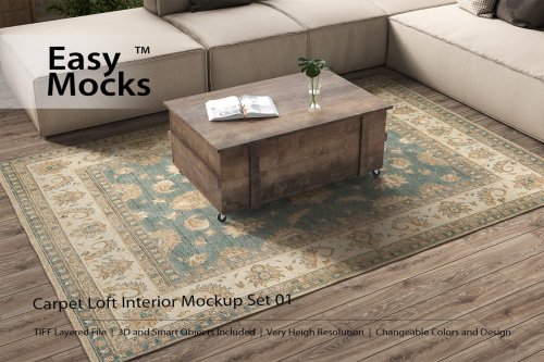 CreativeMarket - Carpet Loft Interior Mockup Set 01 - 4529827