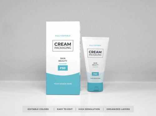 Realistic Cosmetic Cream Packaging Mockup 12 PSD
