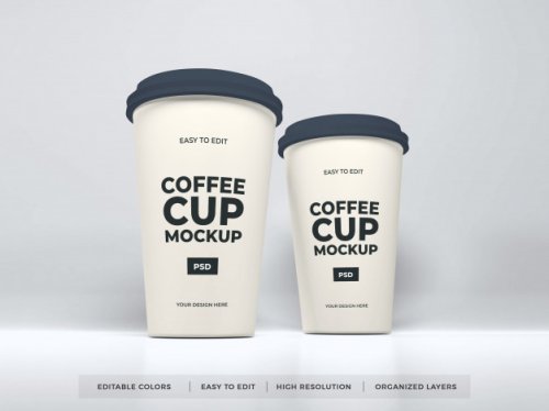 Realistic Paper Coffee Cup Mockup 12 PSD