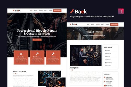 ThemeForest - Baek v1.0 - Bicycle Repair and Service Elementor Template Kit - 27667236