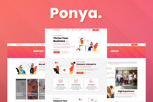 ThemeForest - Ponya v1.0 - Social Media Agency Template Kit - 28291654