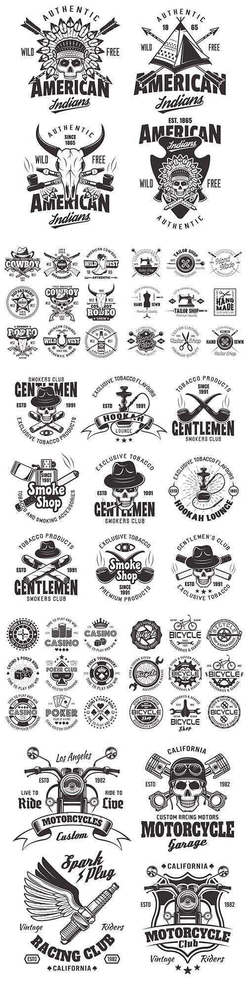 Vintage emblems and logos with text design black design 2
