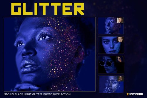CreativeMarket - Neo UV Black Light Glitter Photoshop - 5054406