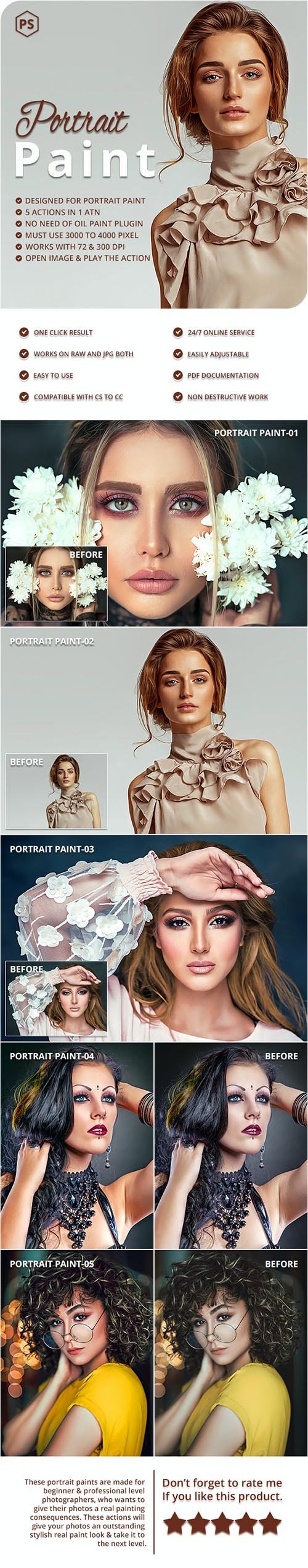 GraphicRiver - 5 Portrait Paint Photoshop Actions 27822401