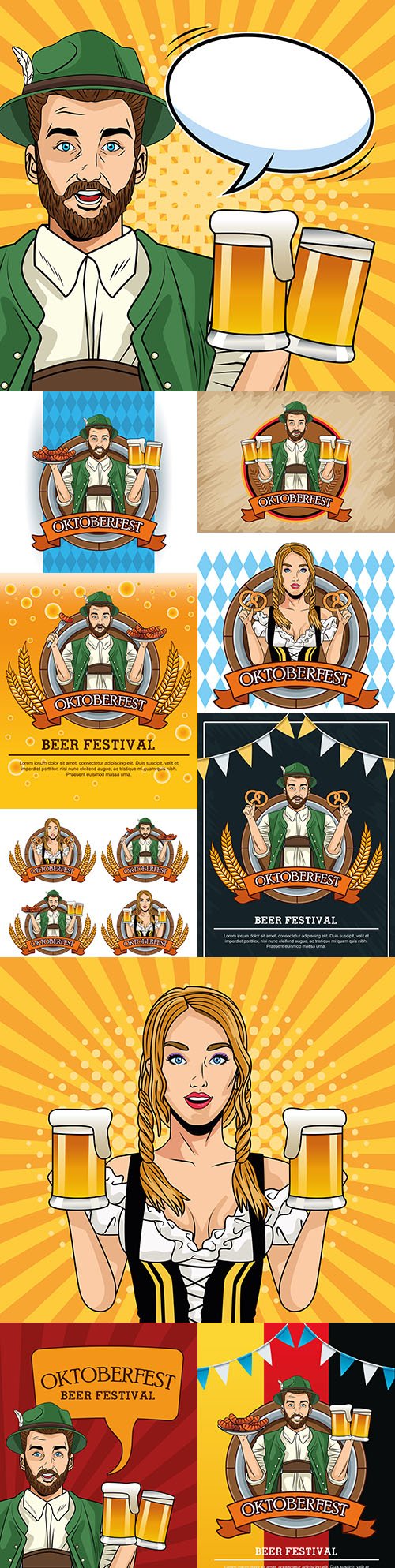 Oktoberfest festival beer party vintage illustration 6