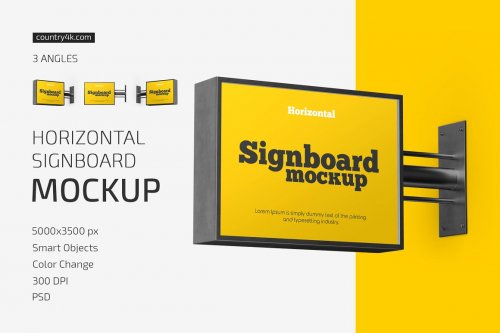 CreativeMarket - Horizontal Signboard Mockup Set - 5350899