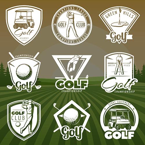 Vintage golf club logos