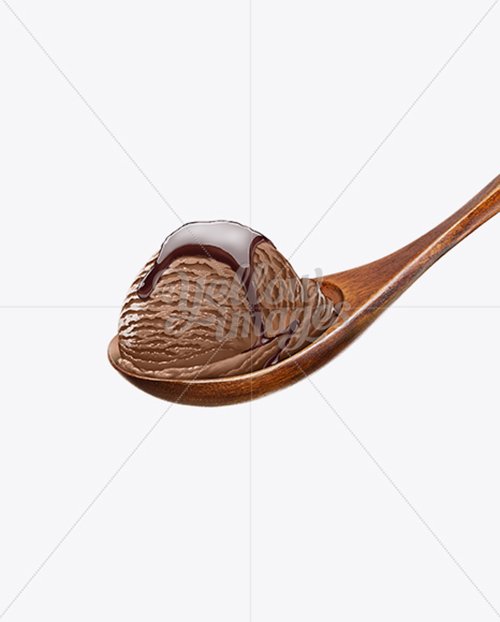 Wooden Spoon With Chocolate Ice Cream and Chocolate Syrup 10173 TIF
