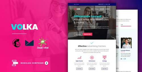 ThemeForest - Volka v1.0 - Responsive Email for Agencies, Startups & Creative Teams with Online Builder - 28429787
