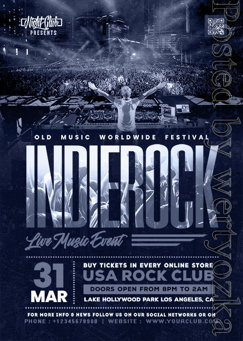 Indie Rock Live Music Event PSD Flyer Template
