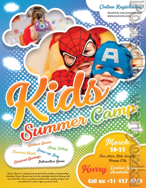 Kids Summer Camp Flyer Design Psd Template