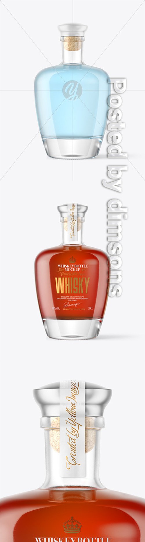 Clear Glass Bottle with Alcohol Drink Mockup 63893