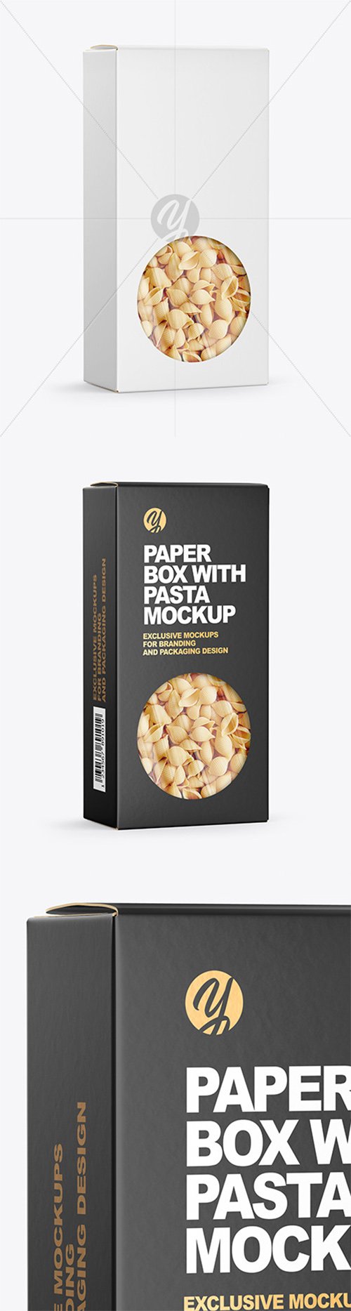 Paper Box with Conchiglie Rigate Pasta Mockup 65332