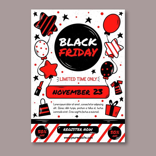 Hand drawn black friday flyer template