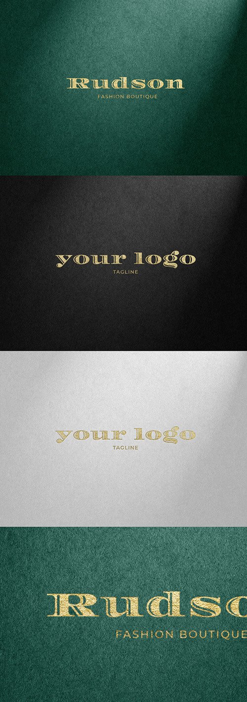 Gold Hot Foil and Fabric/Paper Texture Effect Mockup 329417460