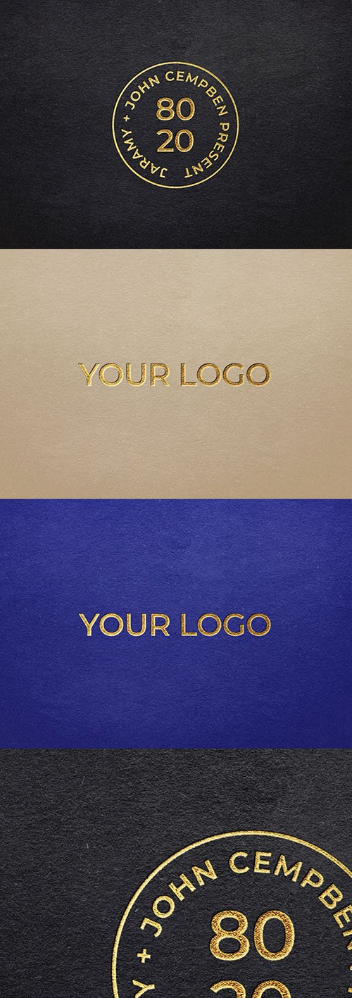 Gold Hot Foil and Paper Texture Effect Mockup 329416665
