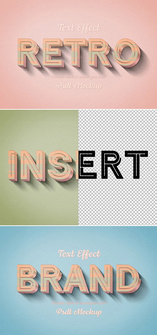 Retro 3D Text Effect Mockup with Orange and Green Stripes 330157727