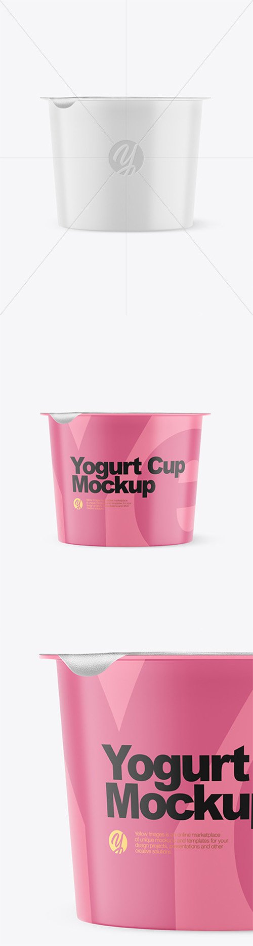 Matte Plastic Yogurt Cup With Foil Lid Mockup - Front View 66340