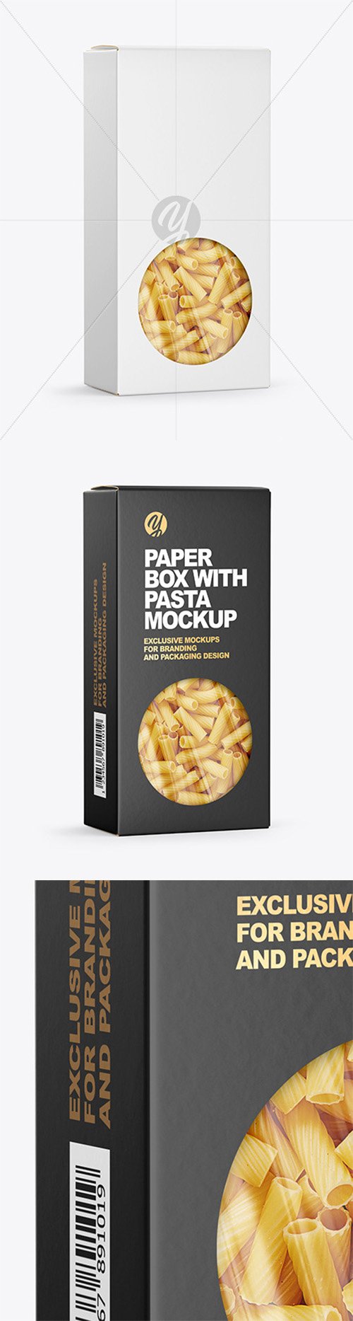 Paper Box with Tortiglioni Pasta Mockup 65189 TIF