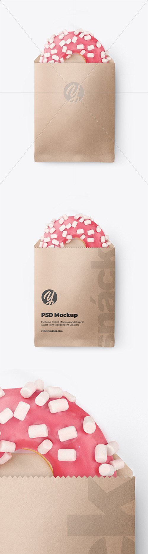 Paper Pack with Pink Glazed Donut Mockup 65070 TIF