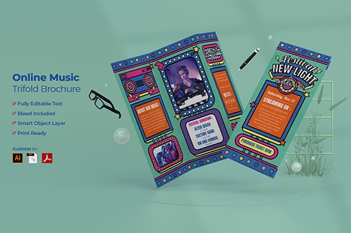 Online Music Festival Trifold Brochure