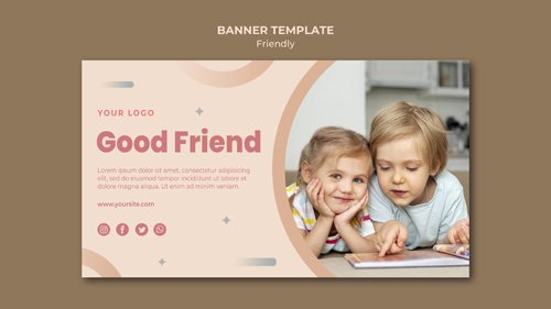 Good children friends banner web template