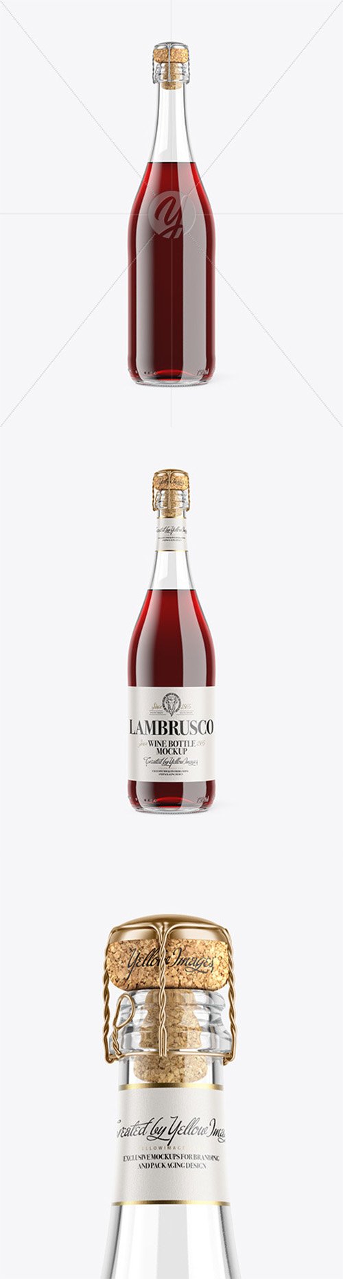Clear Glass Lambrusco Bottle With Red Wine Mockup 62230 TIF