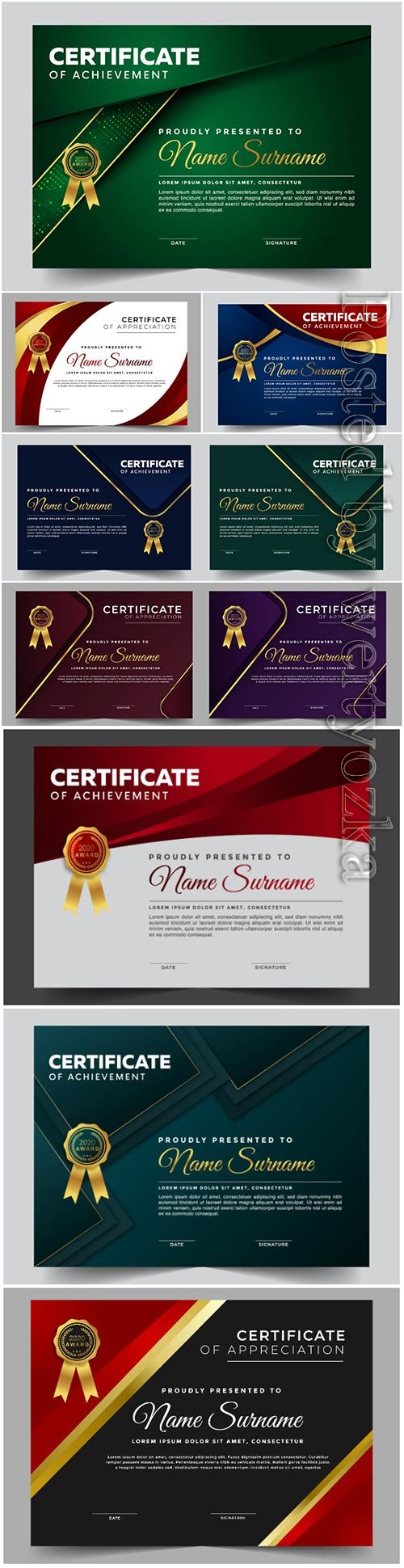 Professional certificate vector design template
