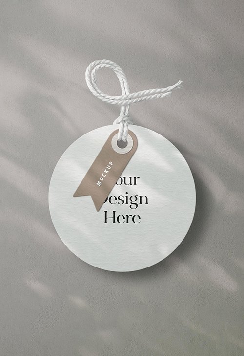 Round Decorative Clothes Label Tag with Twine Mockup 332731731 PSDT
