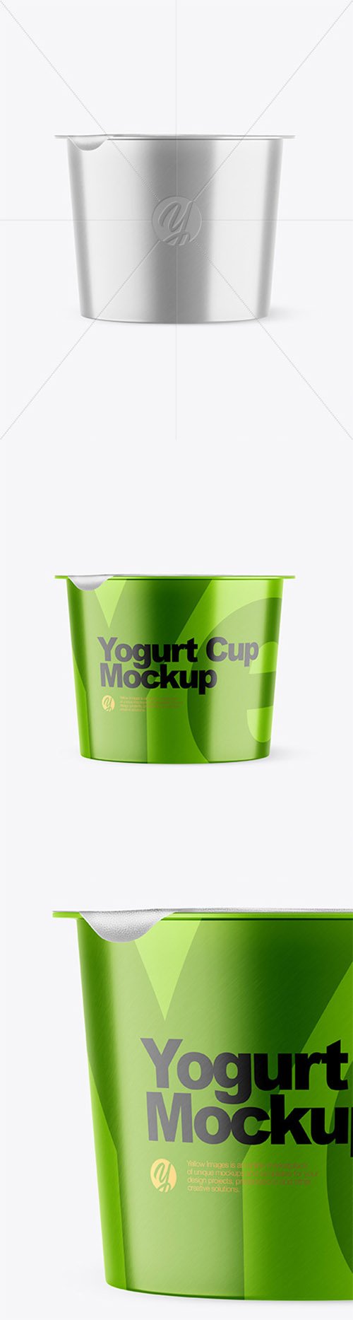Metallic Yogurt Cup With Foil Lid Mockup - Front View 66464